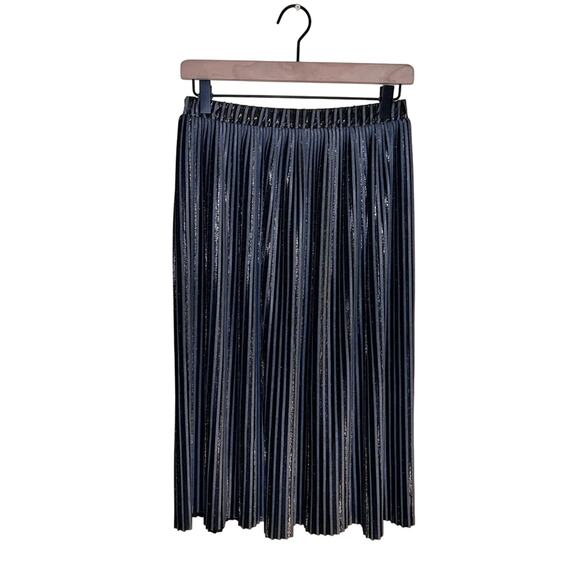 ZARA pleated midi silver metallic skirt S - Picture 1 of 4